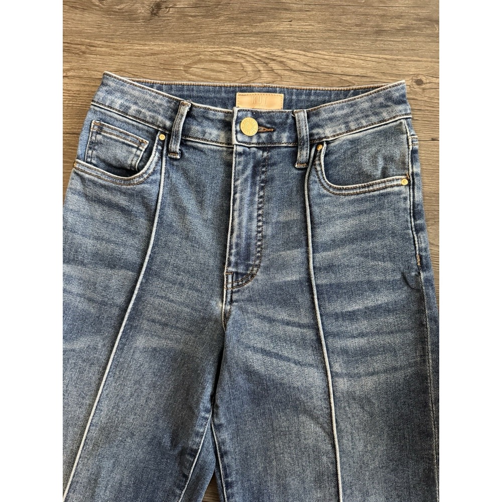KUT from the Kloth Fay Fab Ab Straight Leg Jeans Women's Size 0 Blue Cuffed - Picture 3 of 9